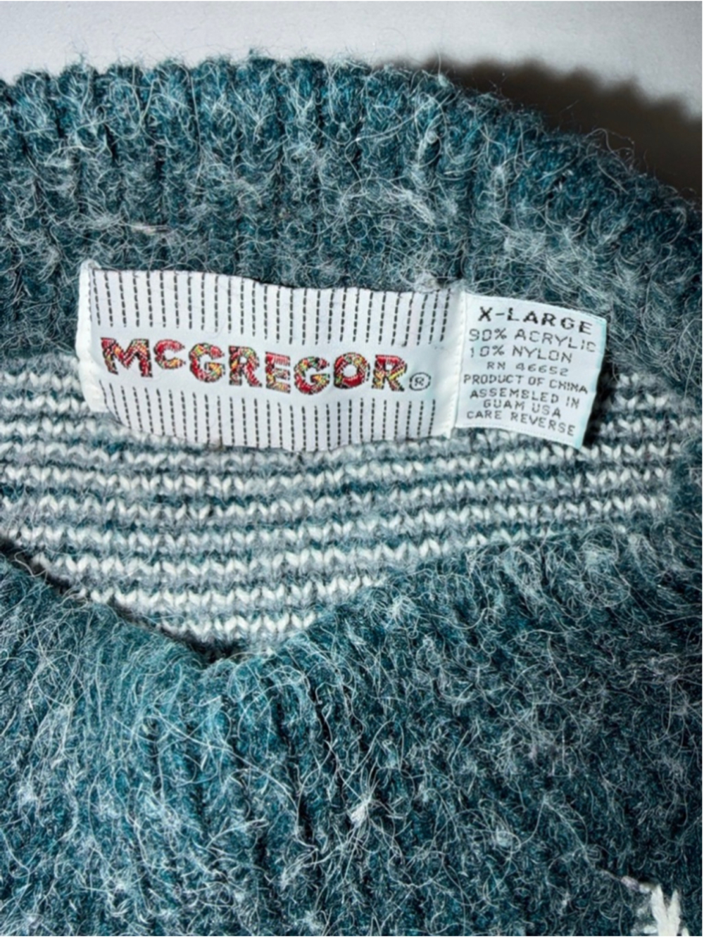 XL McGregor Sweater Geometric Fuzzy Halo Hairy Knit Grunge Grandpa 90s Vintage - Picture 3 of 8